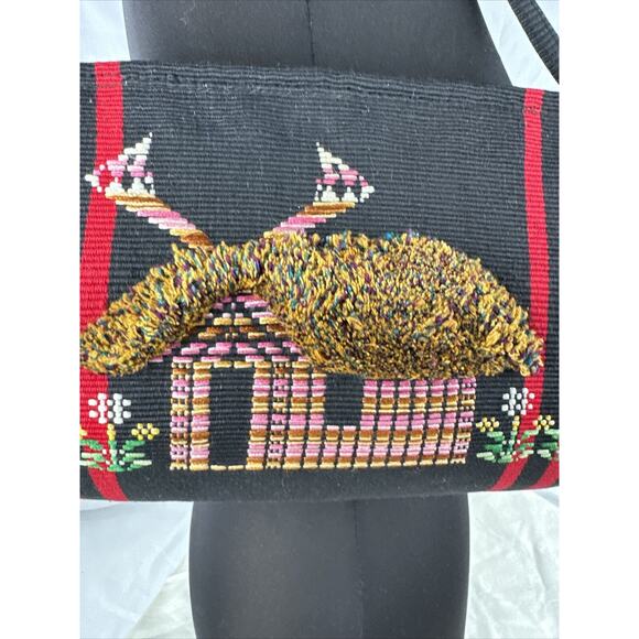Vintage South American Embroidered Woven Tapestry Baguette Purse Shoulder Bag - Picture 3 of 9